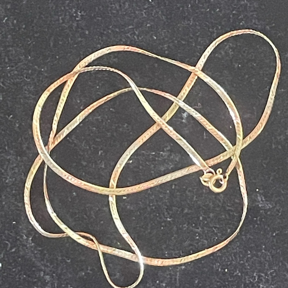 Italian 14k Tri-Tone Herringbone Chain Necklace